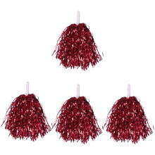 96Pcs Cheerleading Pom Poms Metallic Foil Cheer Pom Poms with Plastic Handle for Adults Kids Cheerleaders Party Red