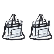 2X Clear Tote Bag, Adjustable Shoulder Strap and Zippered Top,Stadium Security Travel & Gym Clear Bag,Perfect for Sports