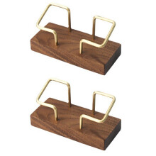 2X Walnuss Messing Business Visitenkarten Halter Holz Visitenkarten Halter Metall Visitenkarten Ständer für Business Massiv Holz Karten Notiz Box