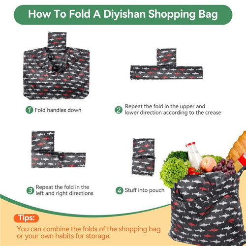 Grocery Bags Reusable Foldable 20 Pack Shopping Tote 50LBS Extra Large Ripstop Pattern Machine Washable Storage 1