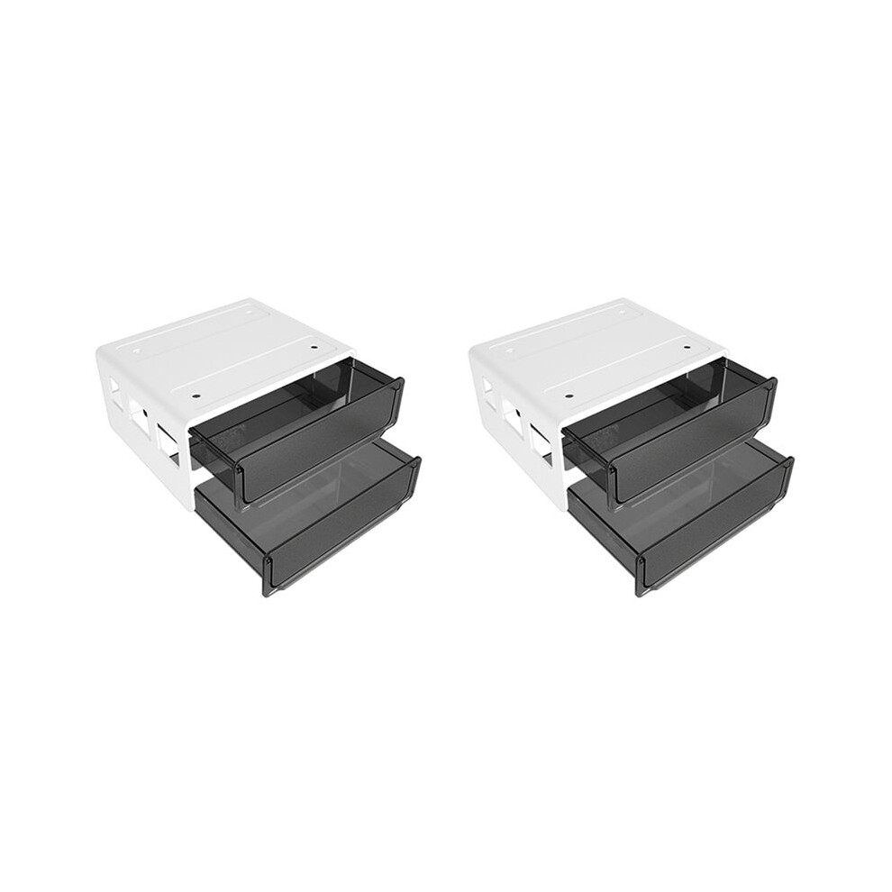Semoic Black 2X Under Desk Storage Drawer Slide Out, Hidden Self-Adhesive Organizer, Attachable Drawer Organizer With 2 Layers