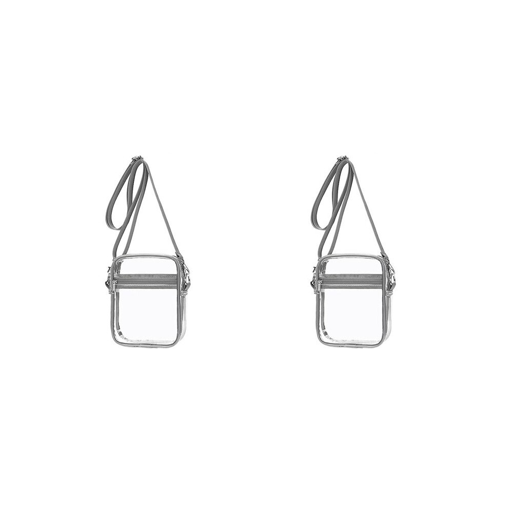 2X Clear Bag Stadium Approved, Clear Purse With Adjustable Shoulder Strap For Sports Outdoor,Grey 4711641873958