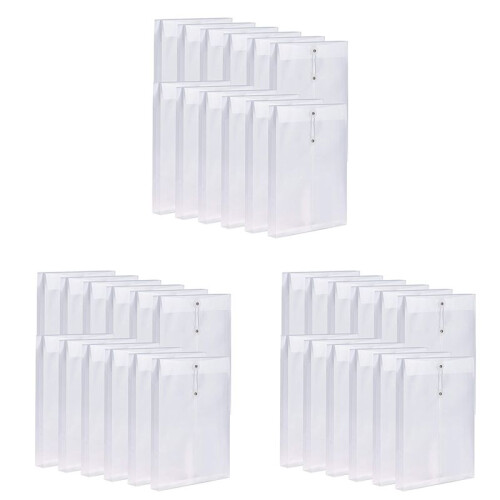 36 Pack Clear Plastic Envelopes  Envelopes Expandable Files Document Folders with Button & String Tie Closure A4