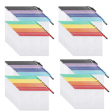 96Pcs Mesh Zipper Pouch Document Bag, Plastic Zip File Folders, Letter Size/A4 Size, for Office Supplies