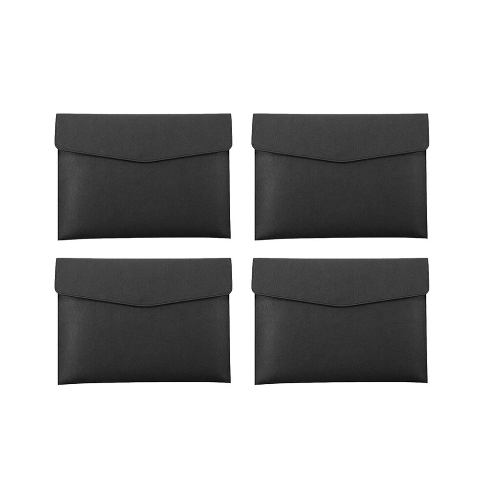 4X Pu Leather A4 File Folder Document Holder Waterproof Portfolio Envelope Folder Case With Snap Closure(Black) 6032331116109