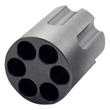 2X Porta-Canetas Revólver com Design de Cilindro de 6 Slots Liga de Alumínio Antiderrapante Resistente Ornamento Criativo de Escritório