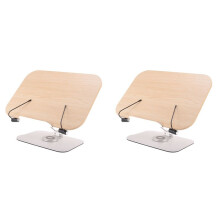 2X Book Stand for Reading, Adjustable Bracket with 360 Rotating Base & Page Clips, Foldable Desktop