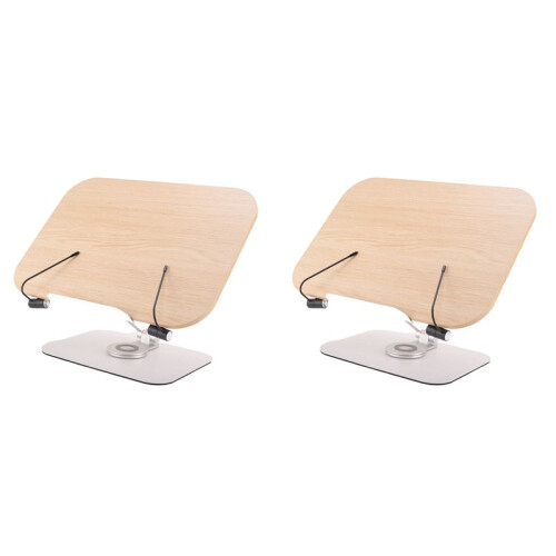 2X Book Stand for Reading, Adjustable Bracket with 360 Rotating Base & Page Clips, Foldable Desktop