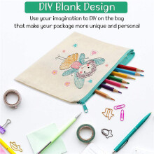 60 Pack Blank Cotton Canvas DIY Zipper Bags Pouches Pencil Case for Makeup Cosmetic Toiletry Stationary Storage