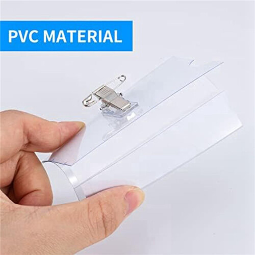 200Pcs Pin Style Clip Horizontal Name Crachá Holders com Inserts Fit Card 90X55mm 2