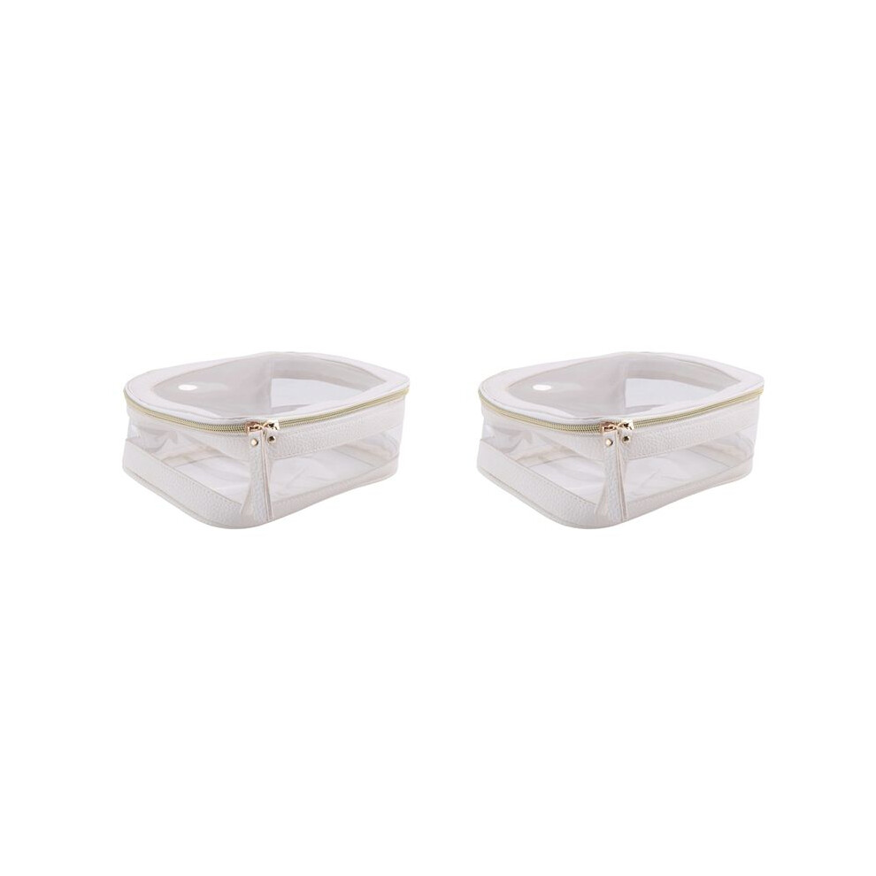 2X Clear Makeup Case Toiletry Bag Multipurpose Travel Makeup Train Case Portable Cosmetic Organizer Transparent Bag