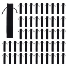 500Pcs Velvet Pen Pouch Black Drawstring Bag Single Pen Holder Packaging Sleeve for School Office Business Gift