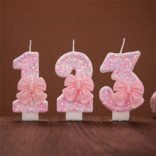 Number Cake Decorating Candles Cute Bow Baby Girl Birthday Cake Topper Decoration Party Supplies 0-9 Digital Candle