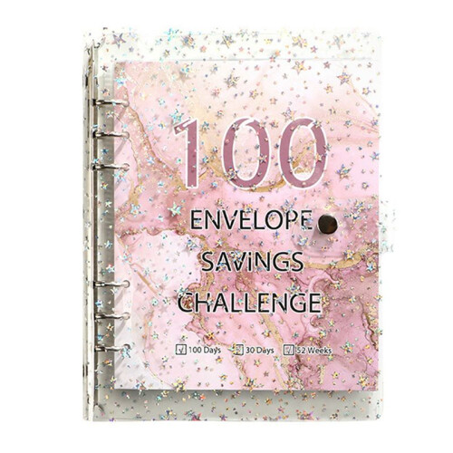 100 Envelope Challenge Binder Savings Binder for Save 5050 with Cash Envelopes for Budget Planning