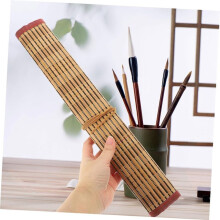 Rouleau Brosse Stylo Rideau Bambou Stylo Rouleau Rangement Stylo Sac Calligraphie et Peinture Protection Collection Brosse Poche