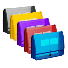 5Pack A4 Plastic Bestand Portemonnee Envelop Uitbreidende Bestandsmap & Label Zak Helder Gekleurd Waterdicht voor Kantoor Thuis