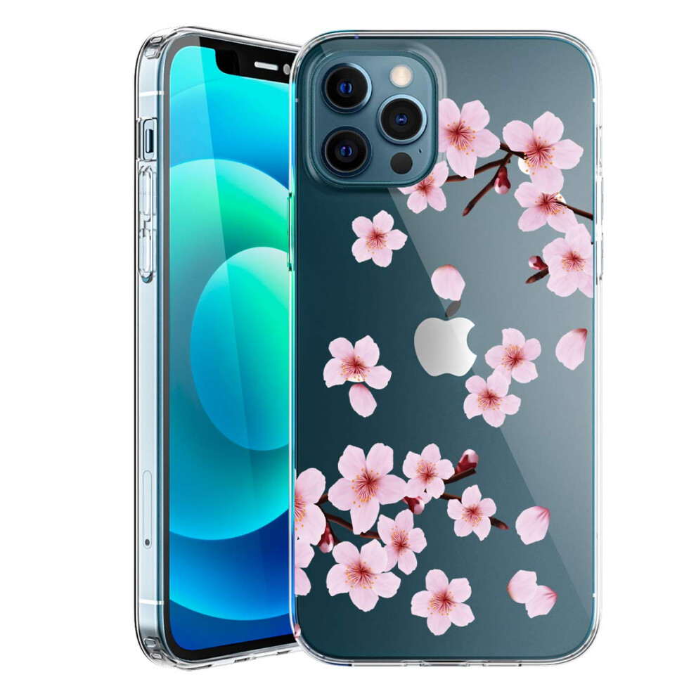 Case For Iphone 12 Pro Max Clear Sakura Floral Design ScratchâResistant Hard Back With Tpu Bumper 9169991077598