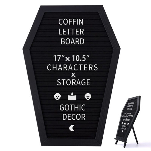 Black  Letter Board, Gothic Message Board Office Home Decor Letter Board with 340 White Changeable Characters 1