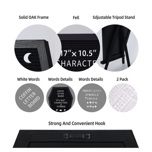 Black  Letter Board, Gothic Message Board Office Home Decor Letter Board with 340 White Changeable Characters 2