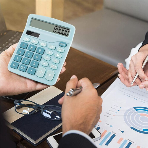 12 Digits Electronic Calculator Solar Calculator Dual Power Calculator Office Financial Basic Desk Calculator- 1