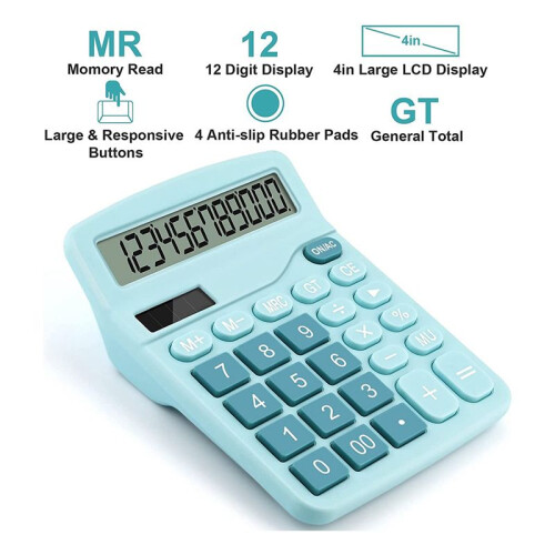 12 Digits Electronic Calculator Solar Calculator Dual Power Calculator Office Financial Basic Desk Calculator- 2