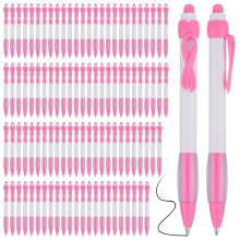 100 Penne un Nastro Rosa Sfuse, Penne un Sfera Retrattili con Inchiostro Nero per Articoli per Ufficio, Regali per Donne e Ragazze