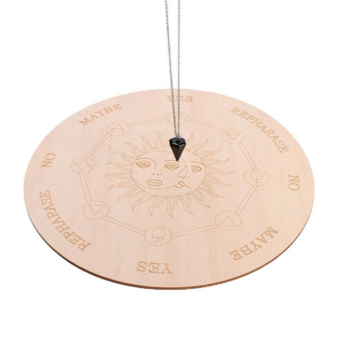 Star Pendulum Board Dowsing Divination Metaphysical Message Board Wooden Board with A Necklace, B 1
