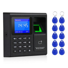 Fingerabdruck-Anwesenheitsmaschine + 10 Karten, Zugangskontrolle, Elektrische Zeituhr, Rekorder, RFID-Tastatur, USB-Datenverwaltung