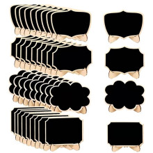 Tableau en Bois de 40 PièCes avec Chevalets de Support, 4 Styles DifféRents, Petit Tableau Noir pour éTiquettes de Mariage, DéCoration de FêTes,