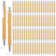 200 Pcs Bamboo Ballpoint Pens Wooden Retractable Ballpoint Pen Bamboo Black Ink 1mm Pen Wood Sustainable Pens