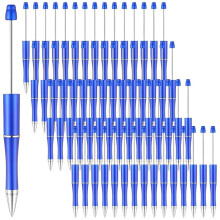 60 Stuks Kralenpennen Bulkkralenpen Leuke Coole Doe-Het-Zelf-Pennen Zwarte Inkt Balpennen voor Kinderen Meisjes Studenten Leraar, Blauw