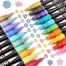 Shimmer Markers Doodle Outline Dazzles: 20 Colors Metallic Double Glitter Pen Set Super Squiggles Dazzlers