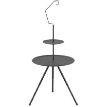 Round Camping Table Double Layer Small Folding Table Compact Beach Camp Accessories Backpacking Tool for BBQ Picnics