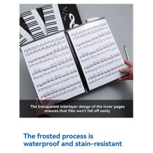 4 Pages Expand Music Folder A4 6 Pockets Music Storage Sheet Piano Score Folder Sheet Music Clip