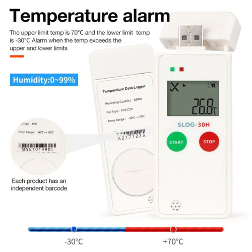 USB Temperature Humidity Data Logger 65000 Points Temperature Recorder PDF Report Datalogger 2