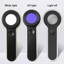Handheld Magnifier Loupe 60x with UV and LED Lights, USB Rechargeable Illuminated for Diamond, Jewelry, Coins