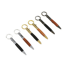 6 St. -Boltpennor, Resepenna med Nyckelring i Ficka, Kort Kompakt, Taktil, Vridbar Träkulspetspenna med 5 Refills