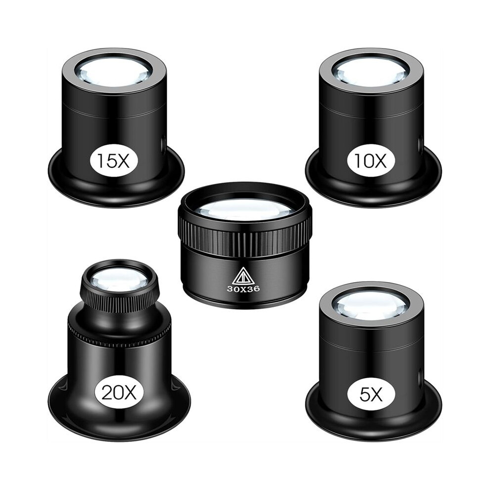 5Pcs Jewelers Loupe Monocular Magnifier Magnifying Glass with 30x36mm Lens Watch Jewelry Experimental Repair Tool