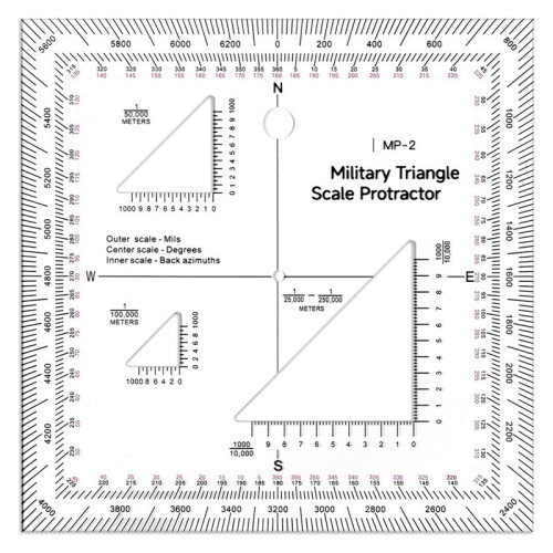 5 Inch Map Protractor Utm/Mgrs Coordinate Scale Map Perfectly Cut Land Navigation Protractor