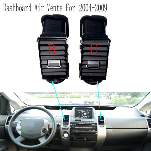 4st Dashboard Luftventiler Luftkonditionering Ventilationsgaller för  Prius 2004-2009 2