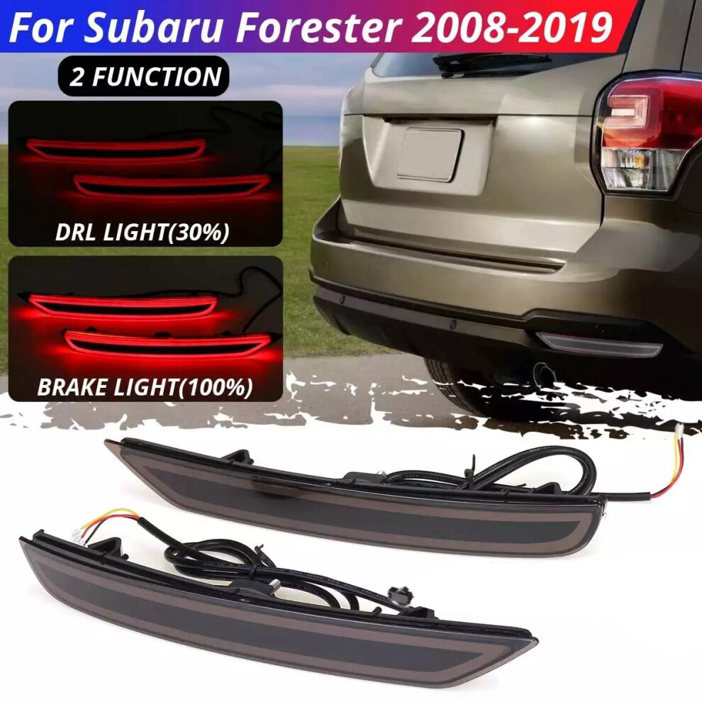 1 Pair Led Rear Bumper Reflector Tail For Subaru Forester 2008-2019 Driving Brake Signal Fog Lamp Lens Light/Black 4851514159656