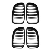 2X Glossy Black Dual Slats Front Kidney Grille Grill Replacement for E81 E87 E82 E88 120I 135I Selected 2007-2011