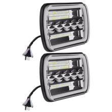 2X 5X7Inch 7X6Inch LED Headlight Hi-Lo Halo DRL for Cherokee XJ YJ