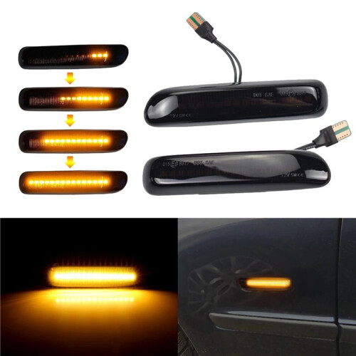 2X Car Smoked LED Dynamic Side  Light Turn Signal Blinker for  3 Series E46 Coupe1997-2001 2
