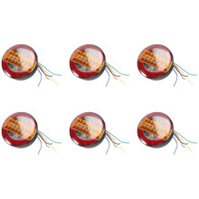 6X 4 Inch Trailer Dynamic Tail Light 24V LED Truck Brake Light LED Round Water Hamburger for Cars, Boats, Caravans