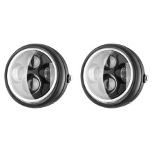 2X Modifizierter Motorrad-LED-Scheinwerfer GN125 Scheinwerfer 5,75 Zoll Retro-Scheinwerferblende Scheinwerfer