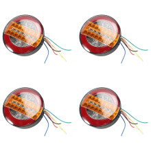 4X Fanale Posteriore Dinamico per Rimorchio da 4 Pollici 24V LED Luce Freno per Camion LED Round Water Hamburger per Auto, Barche, Autobus, Roulotte