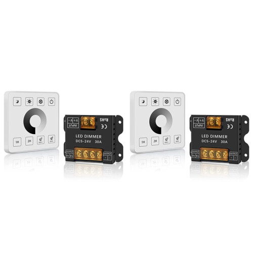 2X RF Wireless Wall- Mounted Touch Panel Dimmer Control for DC5-24V 30A Single Color LED Strip Lighting