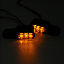 12PCS 12V Motorcycle Indicators LED Turn Signal Light Handlebar Amber Signal Lamp Blinker,Brake Clutch Lever Mount,Black