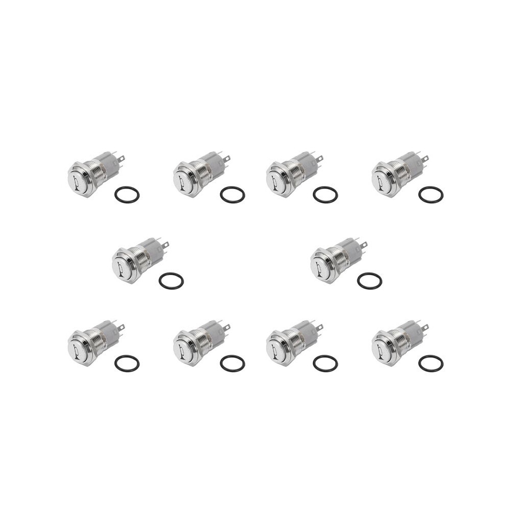 10X 12V 16Mm Car Led Momentary Horn Button Metal Push Button Light 4711820578117